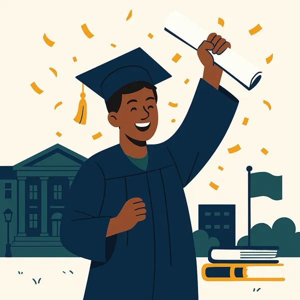 Student celebrating scholarship success